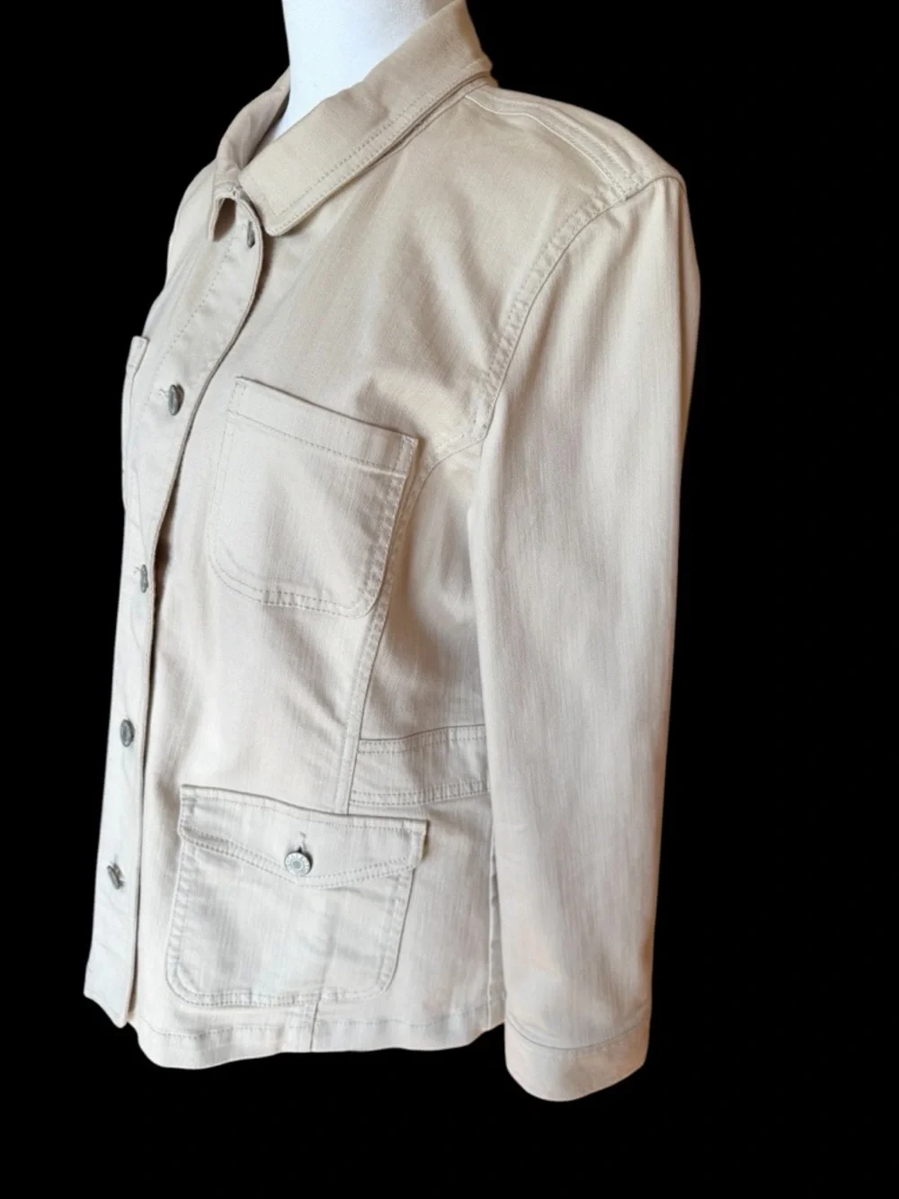 Talbots Petite Light Beige Jean Jacket with Front Buttons - Picture 2 of 14